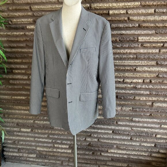 Orvis Men's Blue Gingham Check 3 Button Sport Coat Blazer Size 46R - Picture 7 of 12